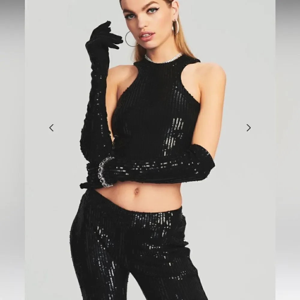 PLAZA SEQUIN KNIT GLOVES Retrofête